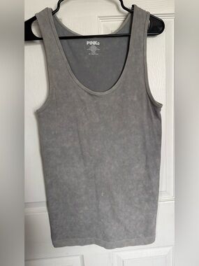 PINK Ribbed Tank Top in Gray